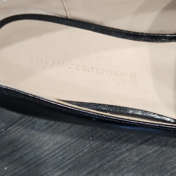 Zara Black with Rose Applique Flats size 8 - Picture 4 of 6